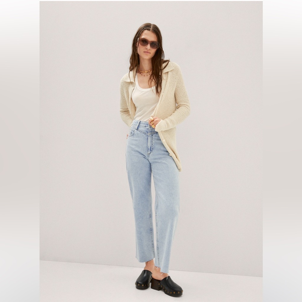 Mango Wideleg low frayed hem jeans